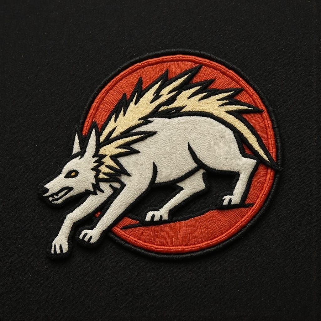 Embroidered Wolf Head Silhouette