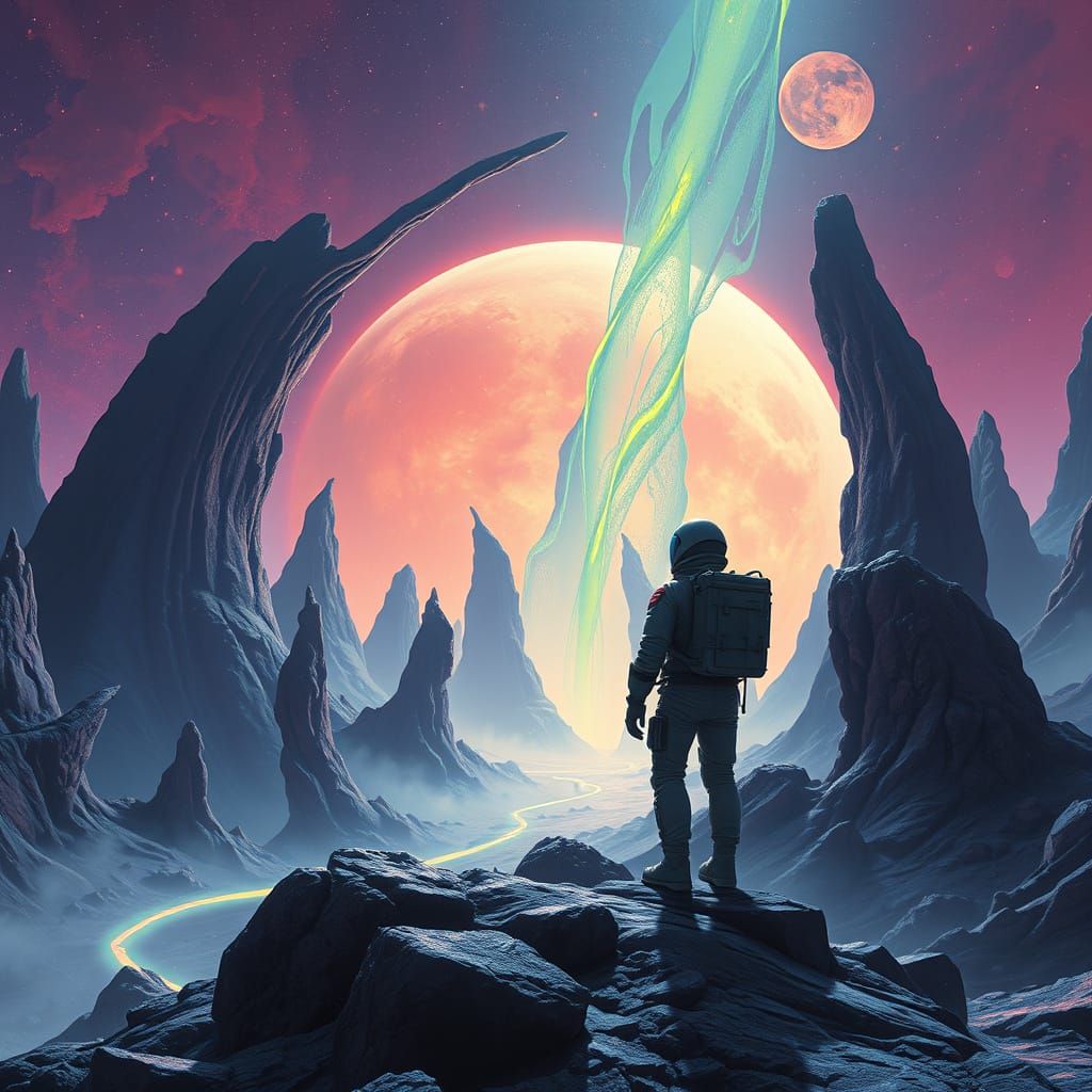 Astronaut Explores Mystical Wormhole Planet