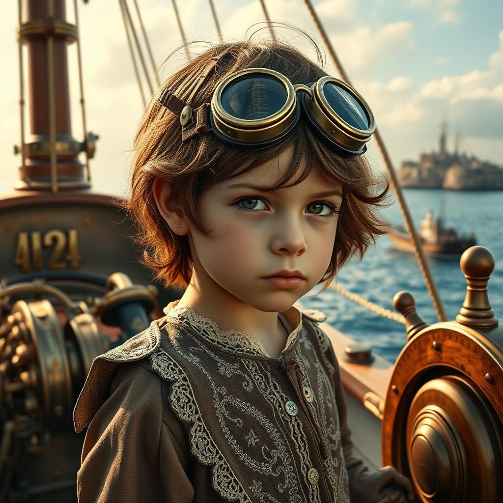Steampunk Boy and Girl on Island Port