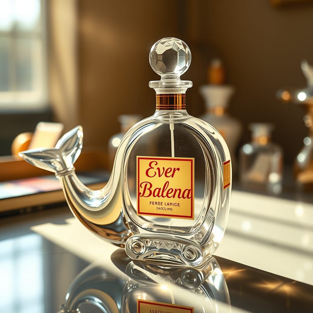 Crystaline Art Deco Whale Bottle on Sunlit Vanity