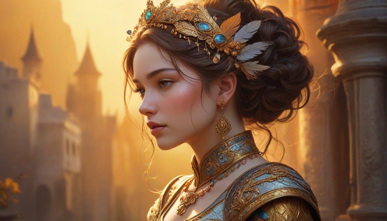 Elegant Fantasy Portrait in Warm Golden Light