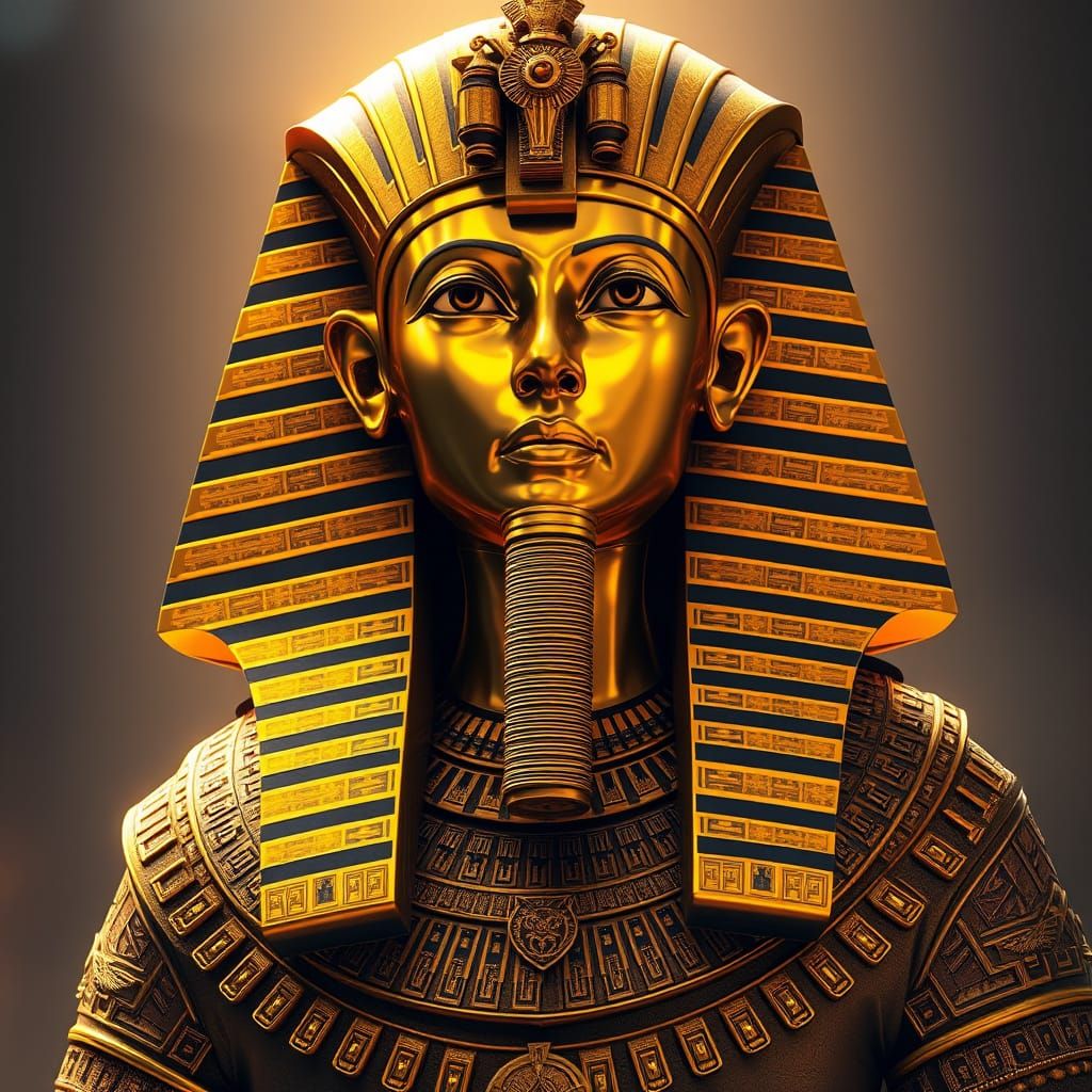 Gilded Pharaoh in Ornate Headdress: Fantasy Realism