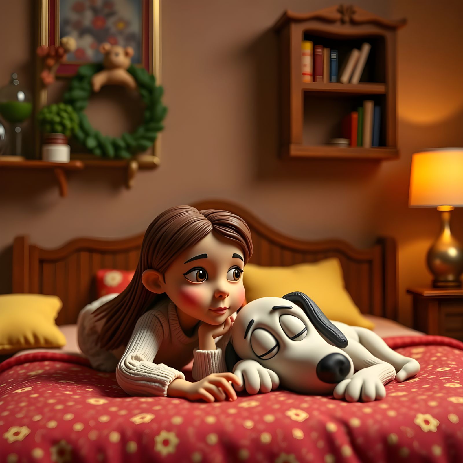 Cozy Claymation: Woman and Dog Wake Up