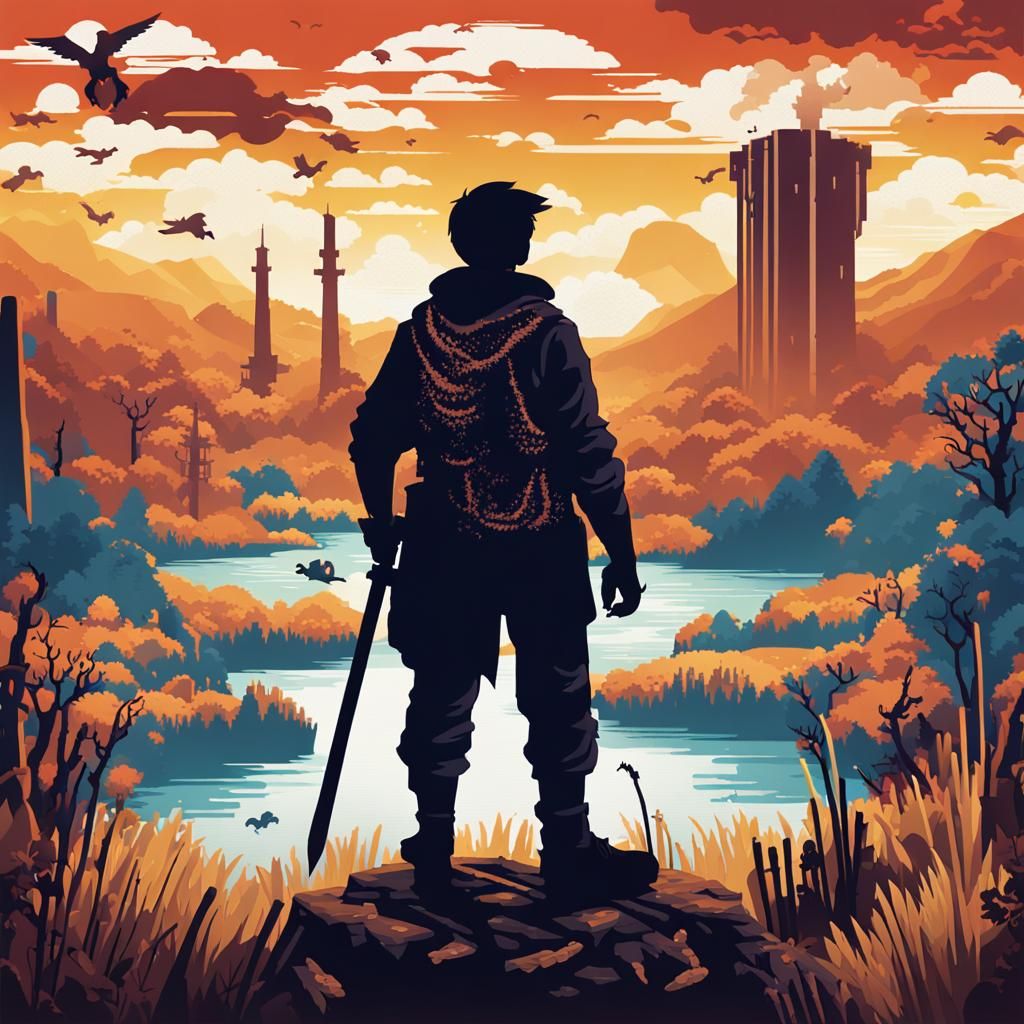 Goose Gaming Logo with Pixelated Landscape