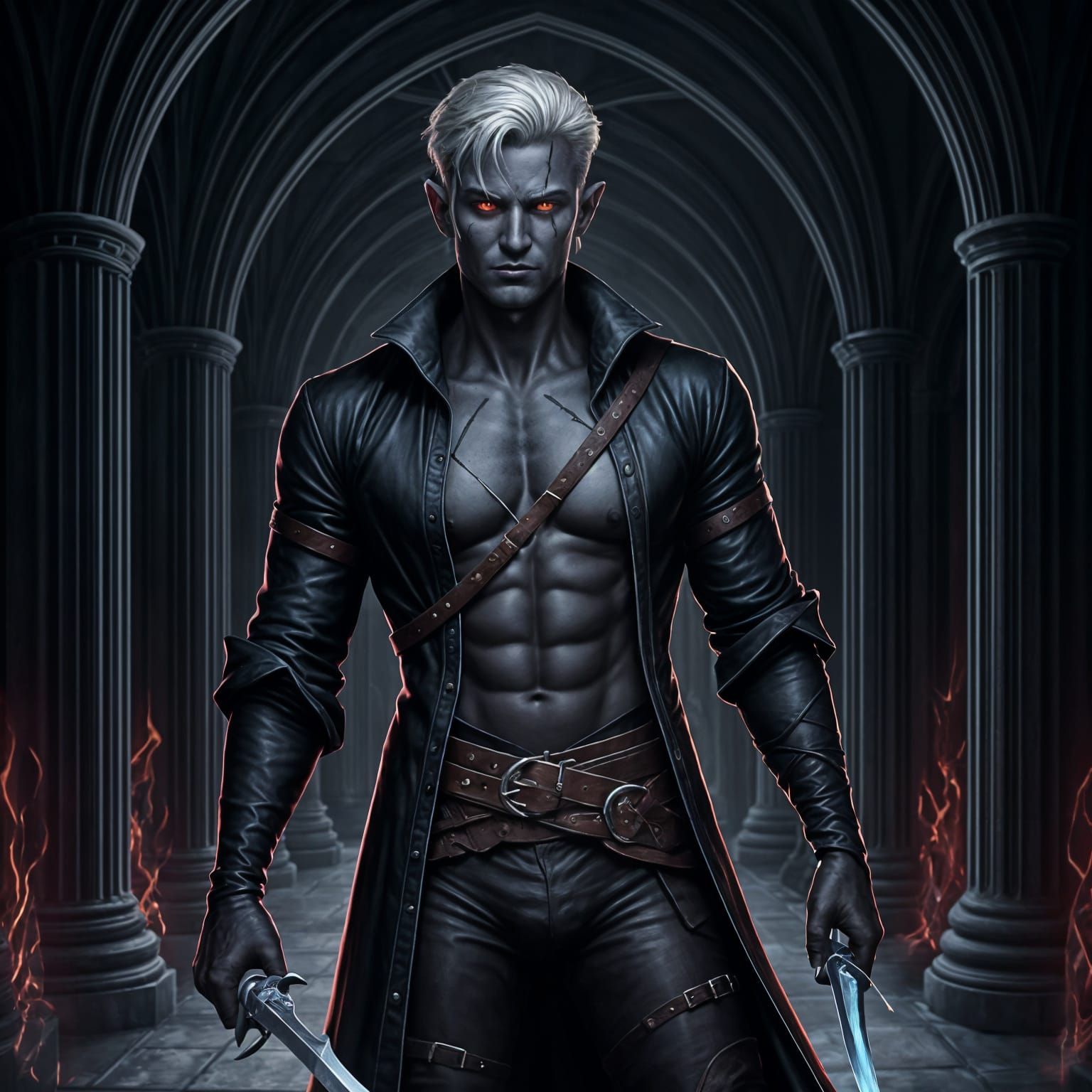 Drow Noble in Underdark Corridor