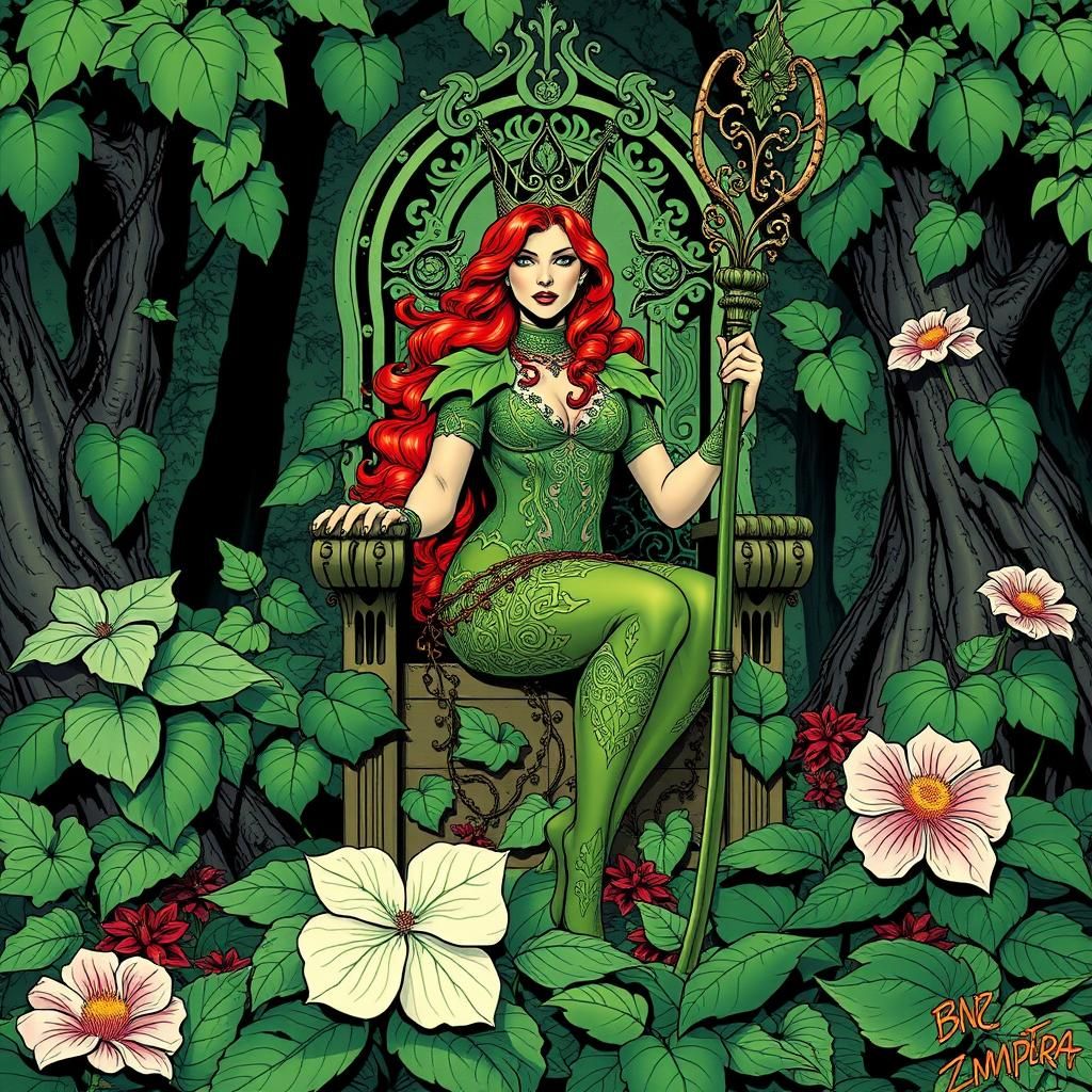 Poison Ivy, Queen of Greenery in Art Nouveau