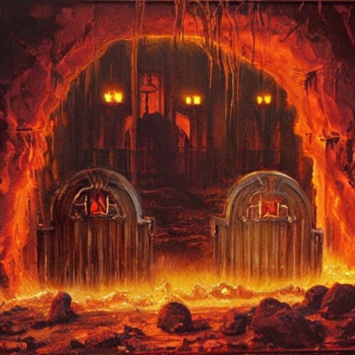 Infernal Gates in Oil Painting Style