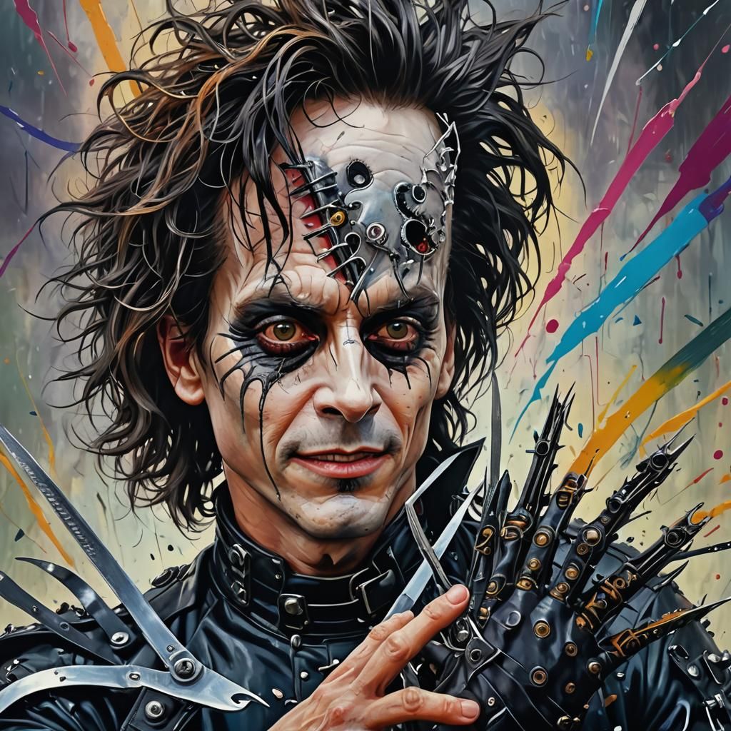 Scissorhand Hug: Detailed Hyperrealistic Digital Art