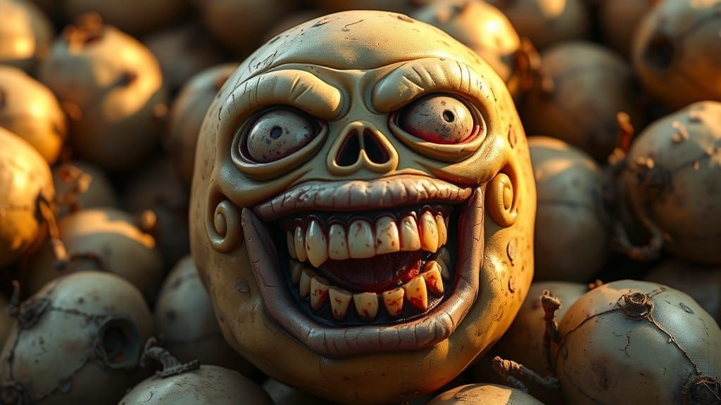 Hyper-Realistic Zombie Potato in Candyland Style
