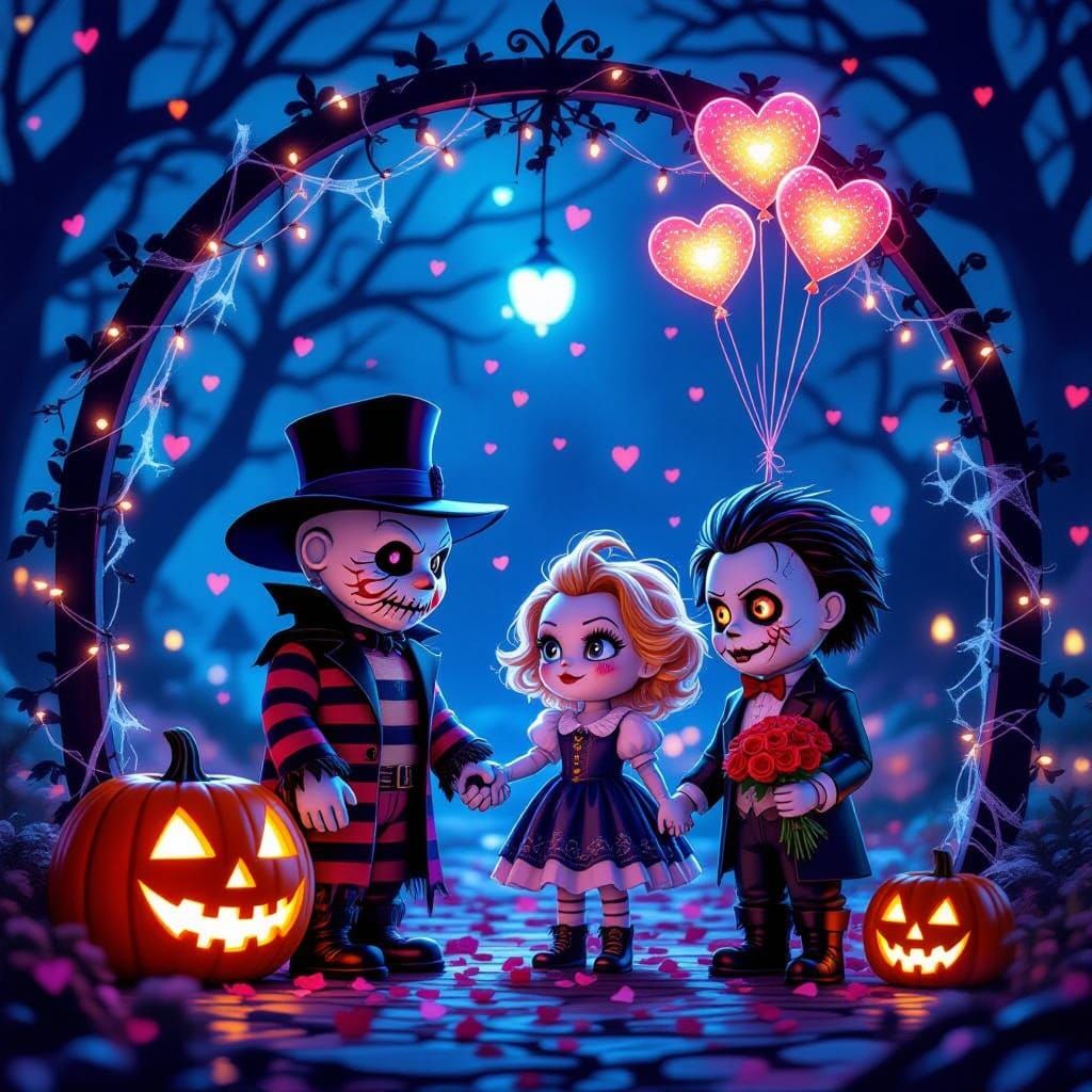 Horror Icons Find Love in Spooky Romantic Setting