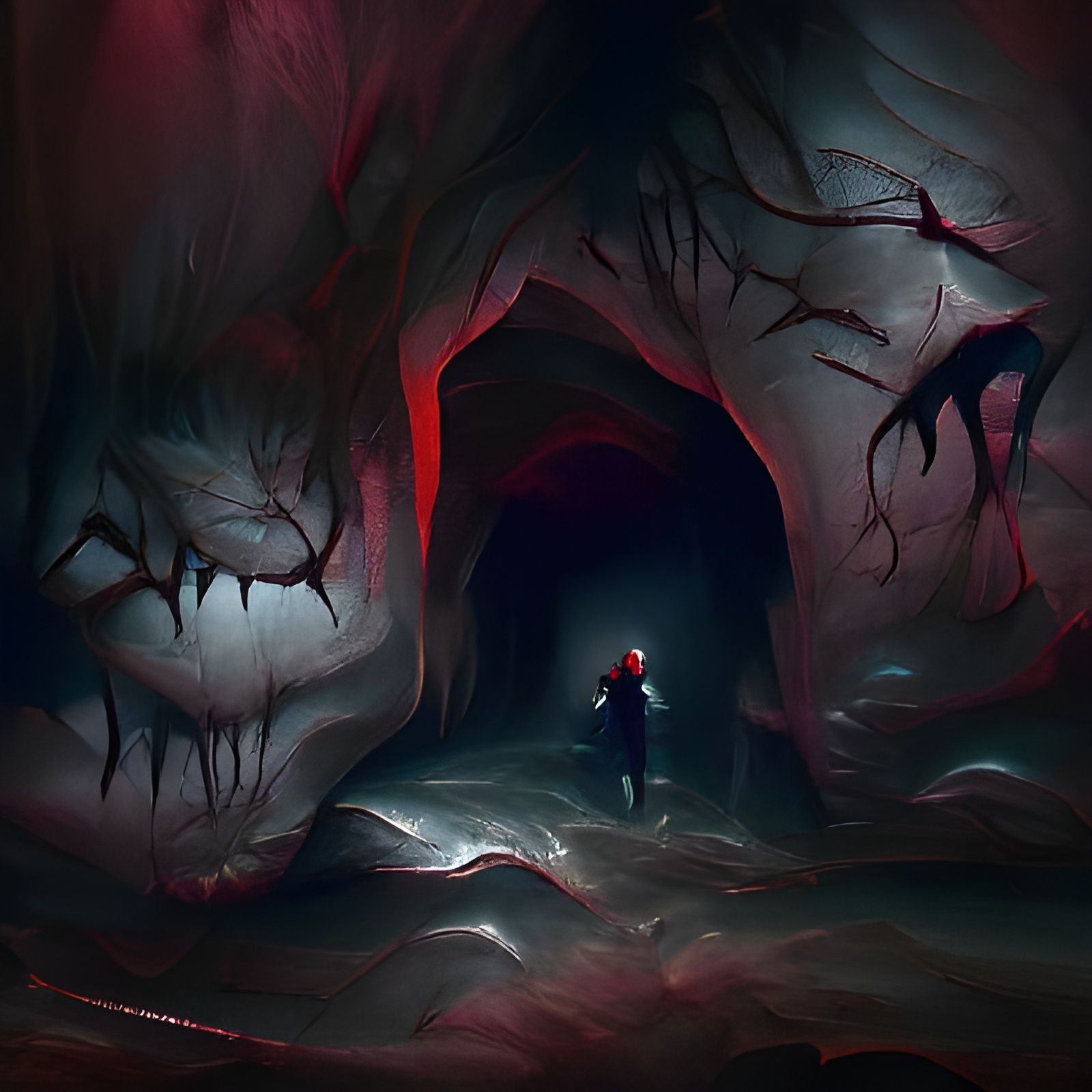 Sinister Dark Cave in Fantasy Art Style