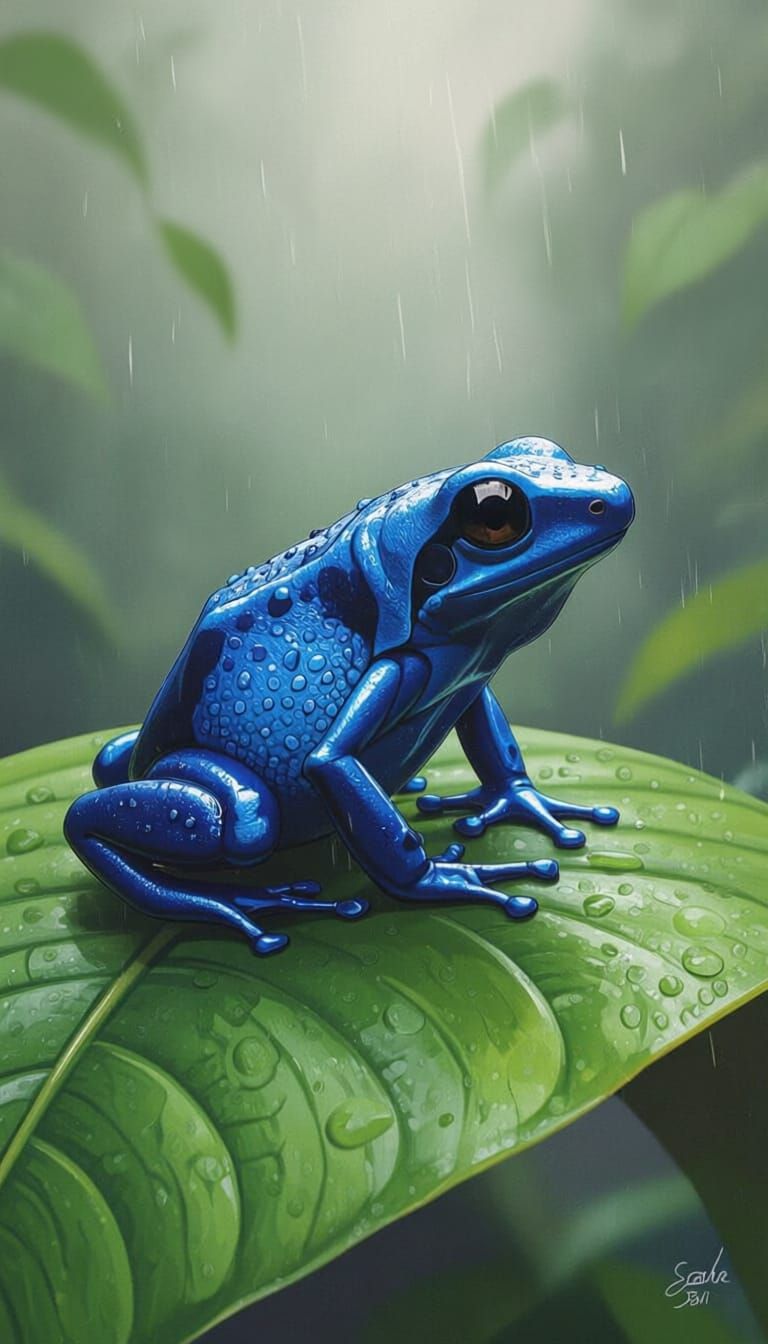 Wet Blue Poison Dart Frog Print