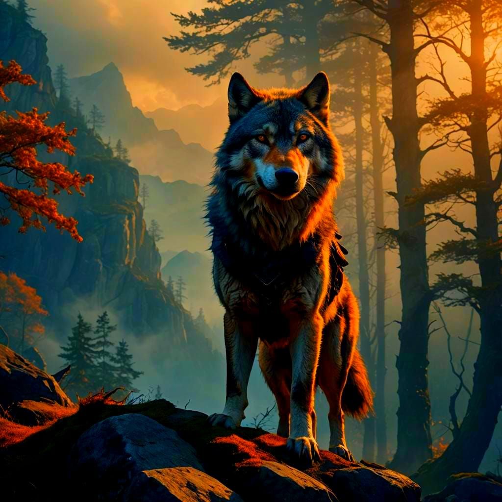 Epic Hybrid Wolf Viking in a Digital Painting