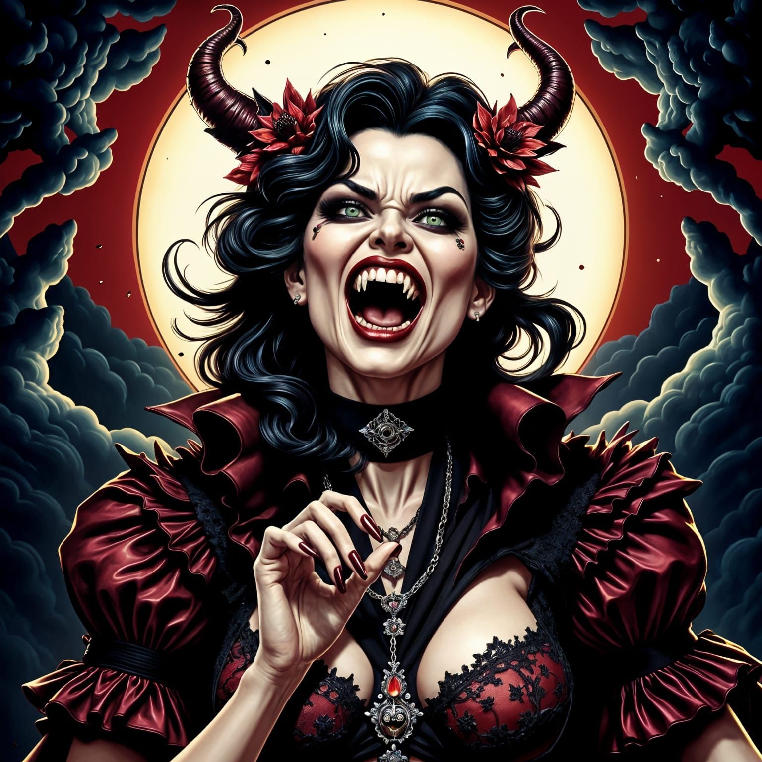 Ethereal Vampire Goddess in Triadic Colors