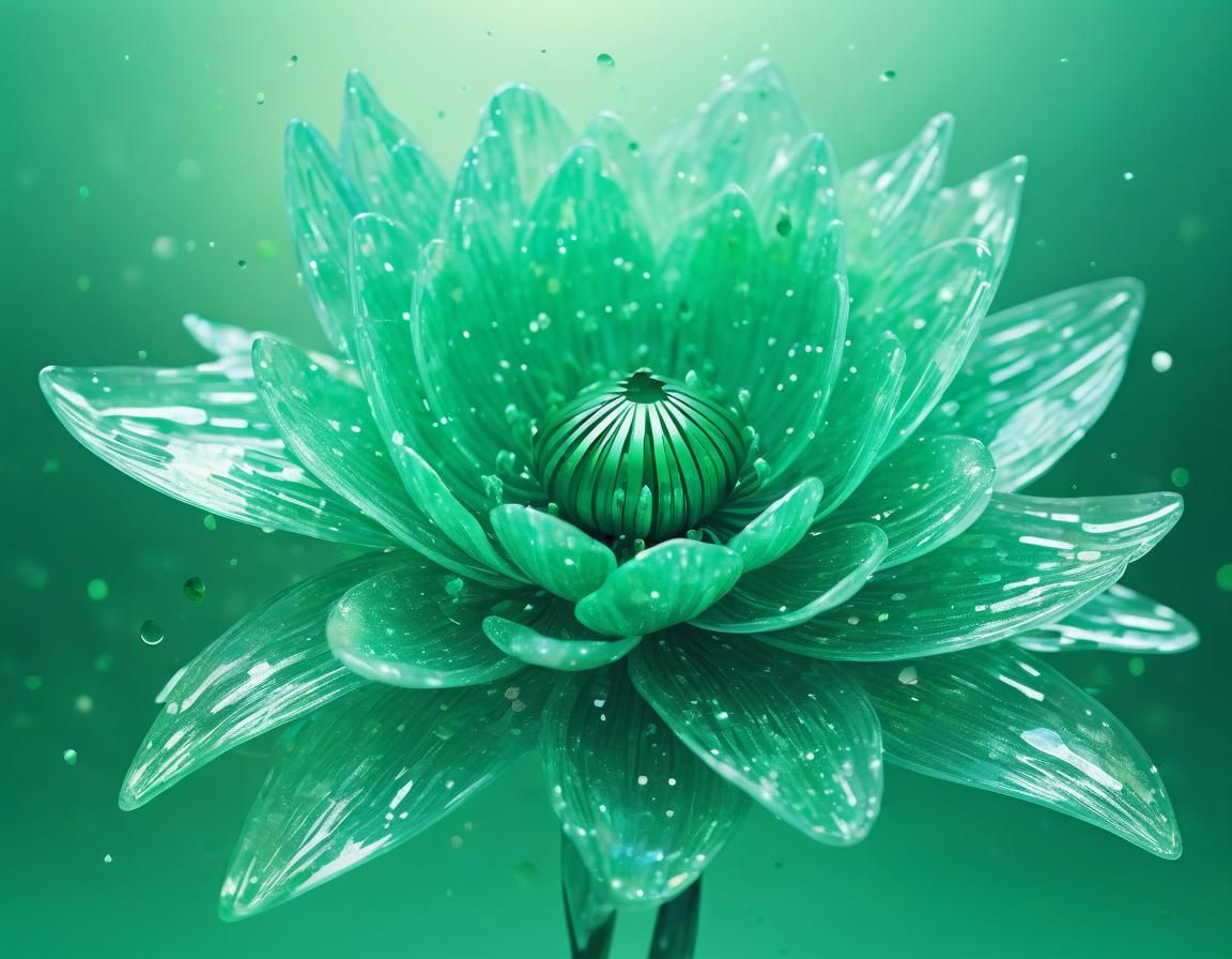 Ethereal Abstract Floral Art in Green and Gold