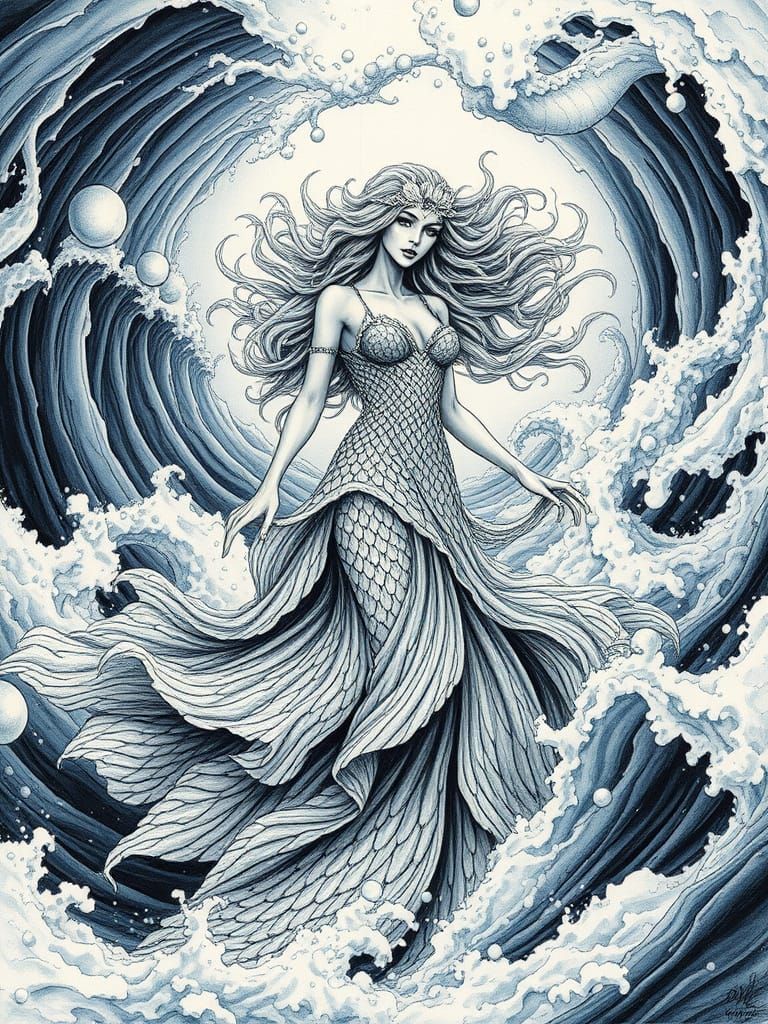Sea Goddess Emerges from Vortex in Dramatic Style