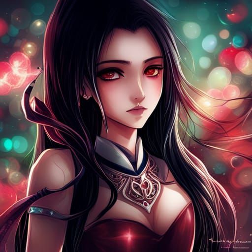 Gothic Indonesian Princess Portrait in Anime Style