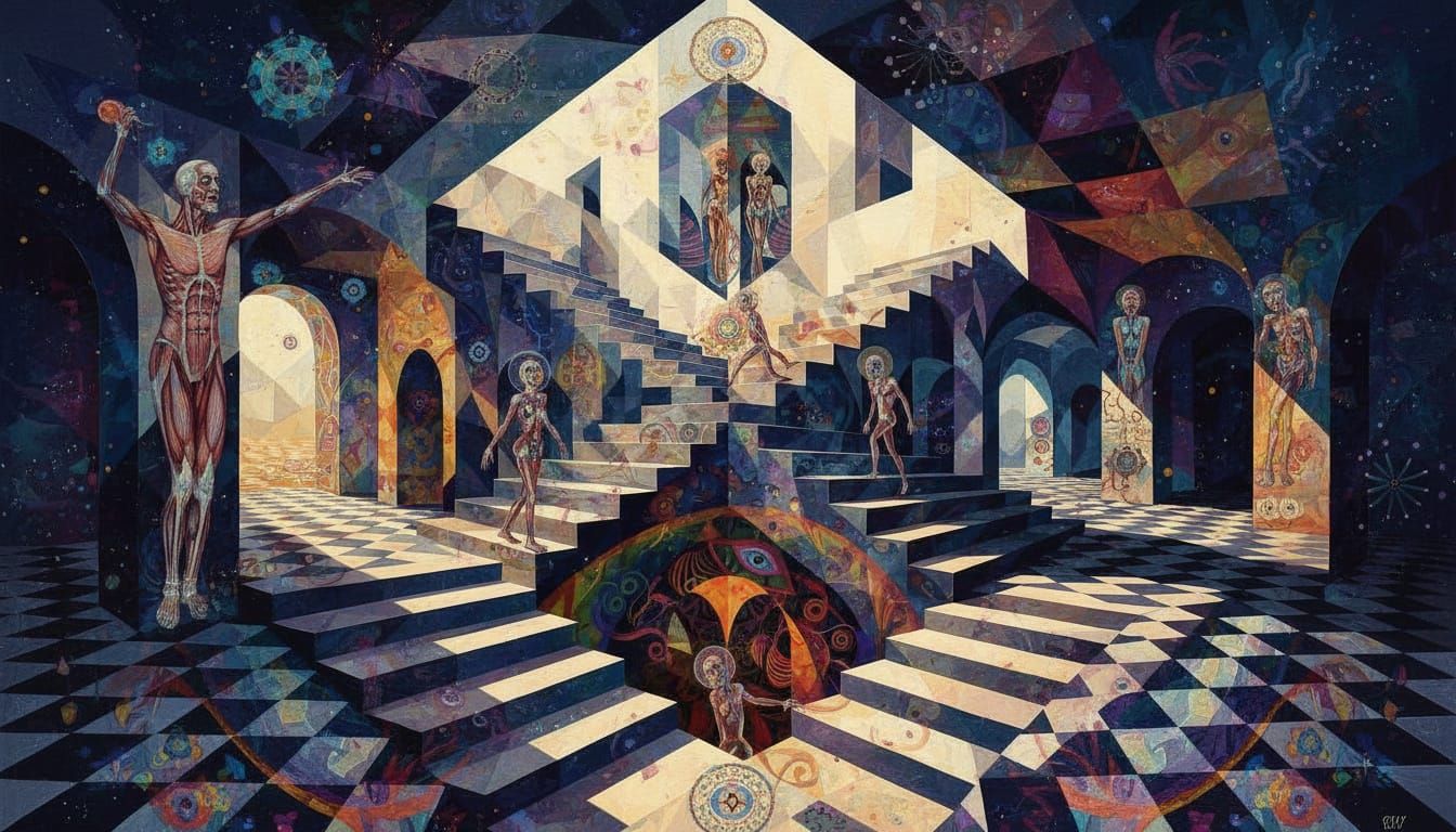 Escher's Ascending and Descending Reimagined with Alex Grey ...