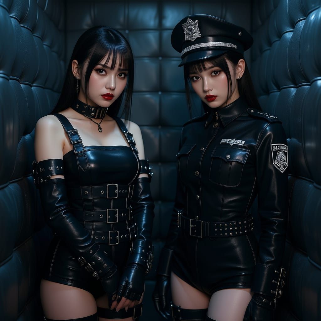 Gothic Japanese Women in Padded Cell in 8K