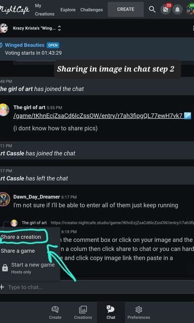 Sharing an Image From Chat: Step 2