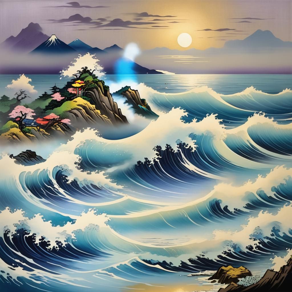 Majestic Waves Crashing: an Ukiyo-e Sea