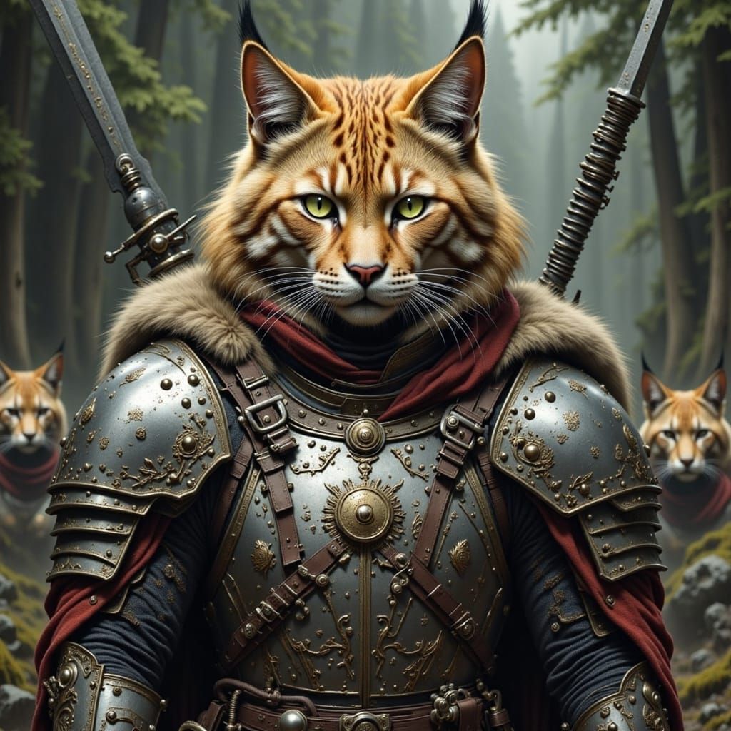 Majestic Warrior Cats in Ancient Armor