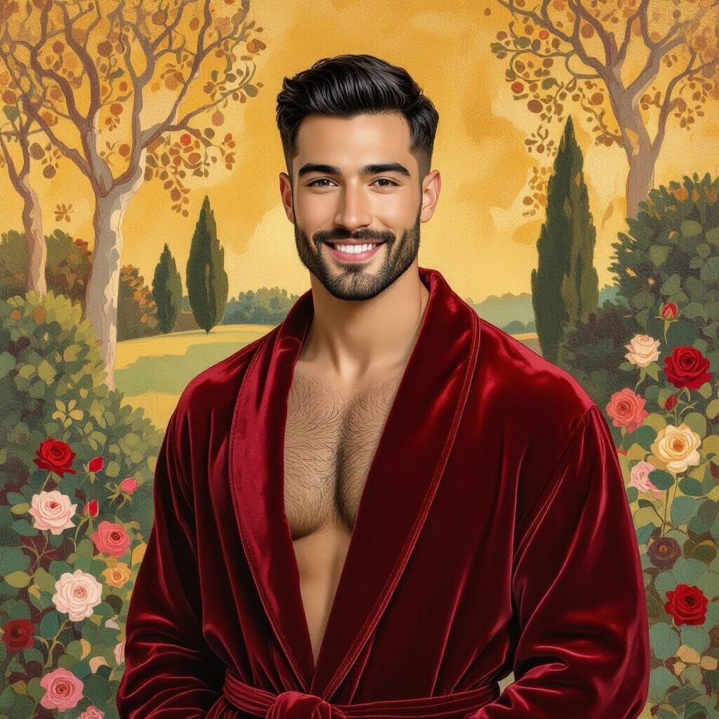 Portrait of Young Man in Klimt Style