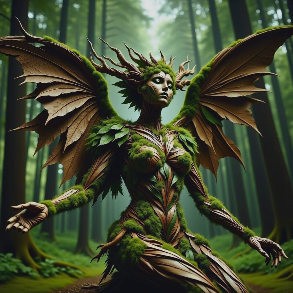 Seductive Wood Fantasy Creature Spreads Wings in Mysterious ...