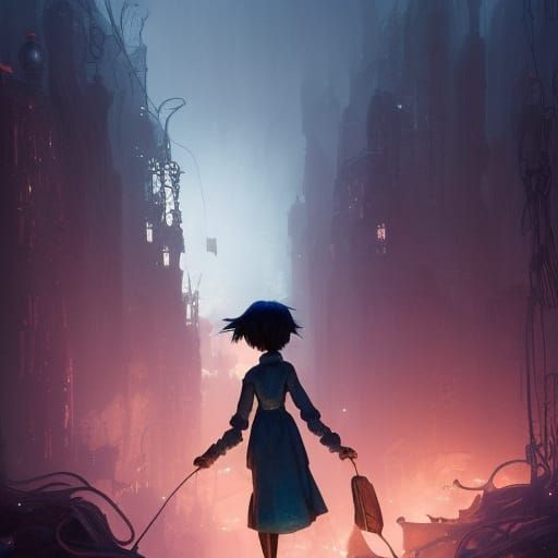 Hyperdetailed Coraline Masterpiece in Dark Fantasy Style