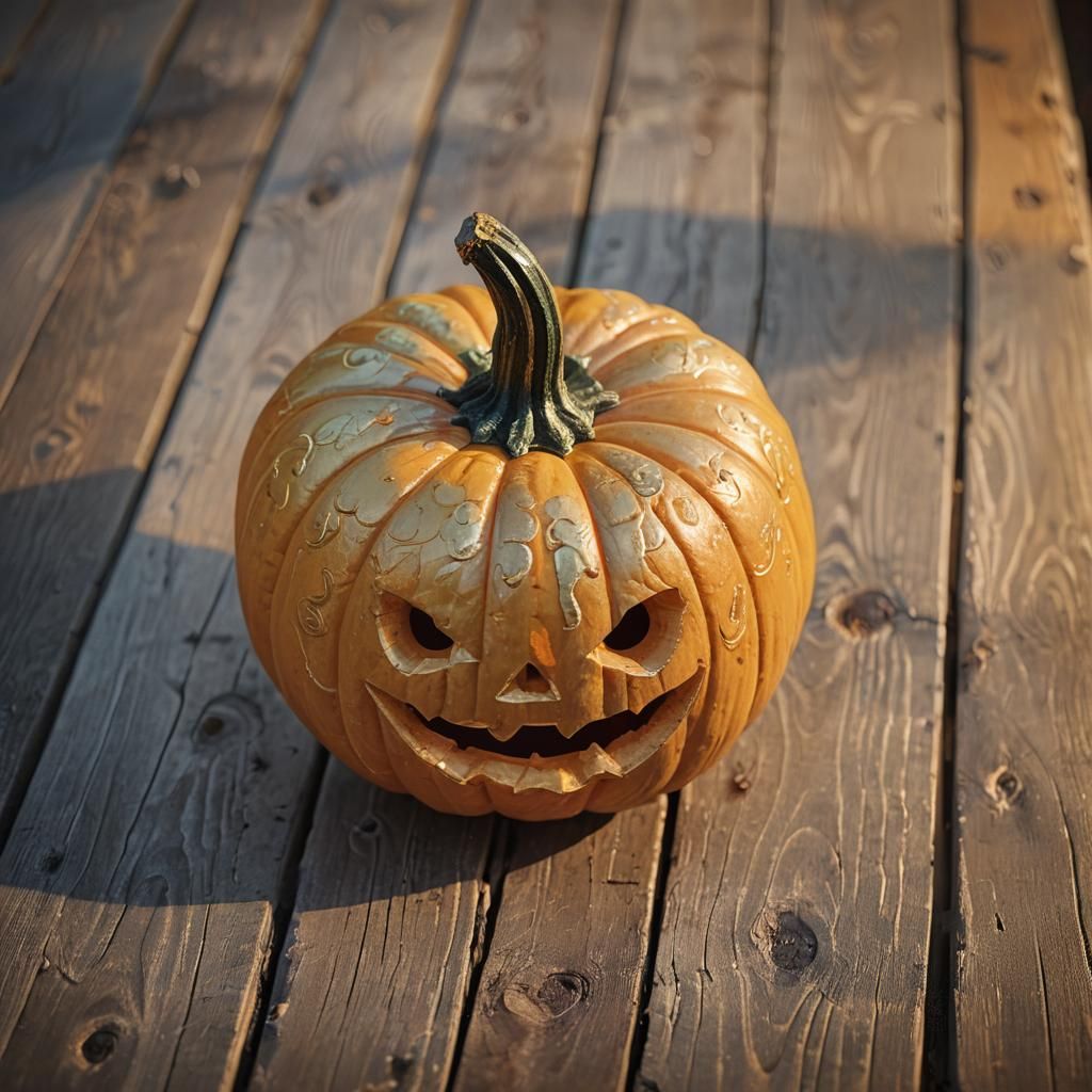 Glowing Halloween Pumpkin in Oil Painting Style