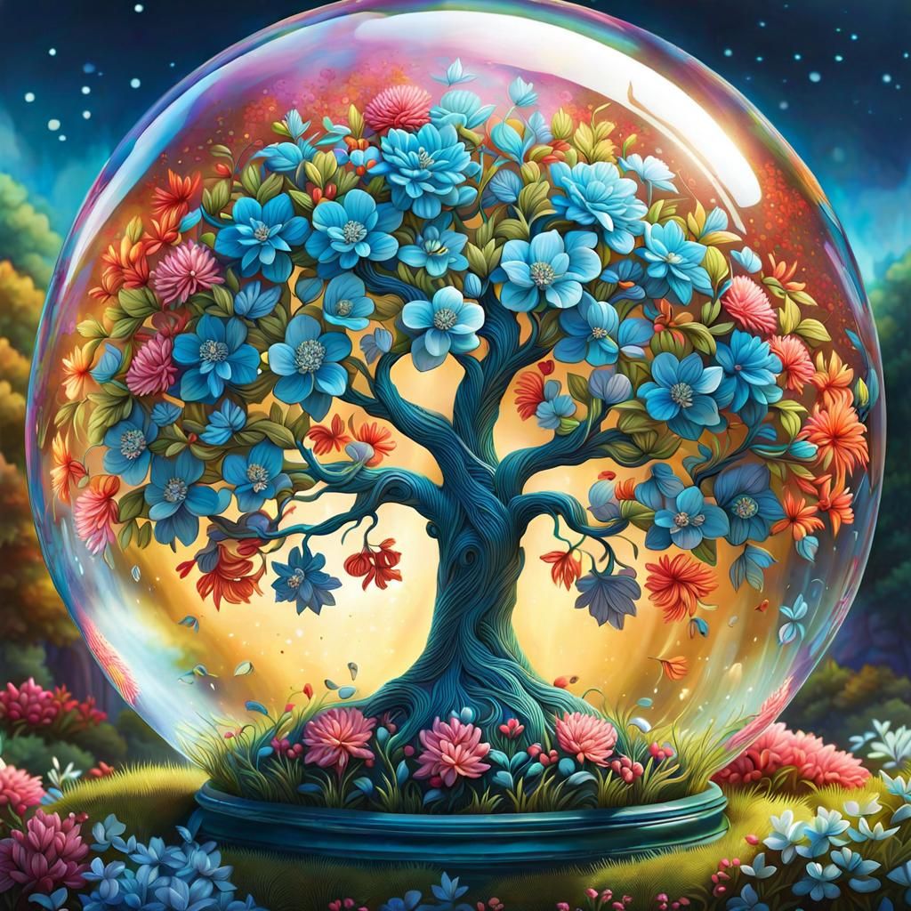 Floral Tree of Life in Transparent Bubble