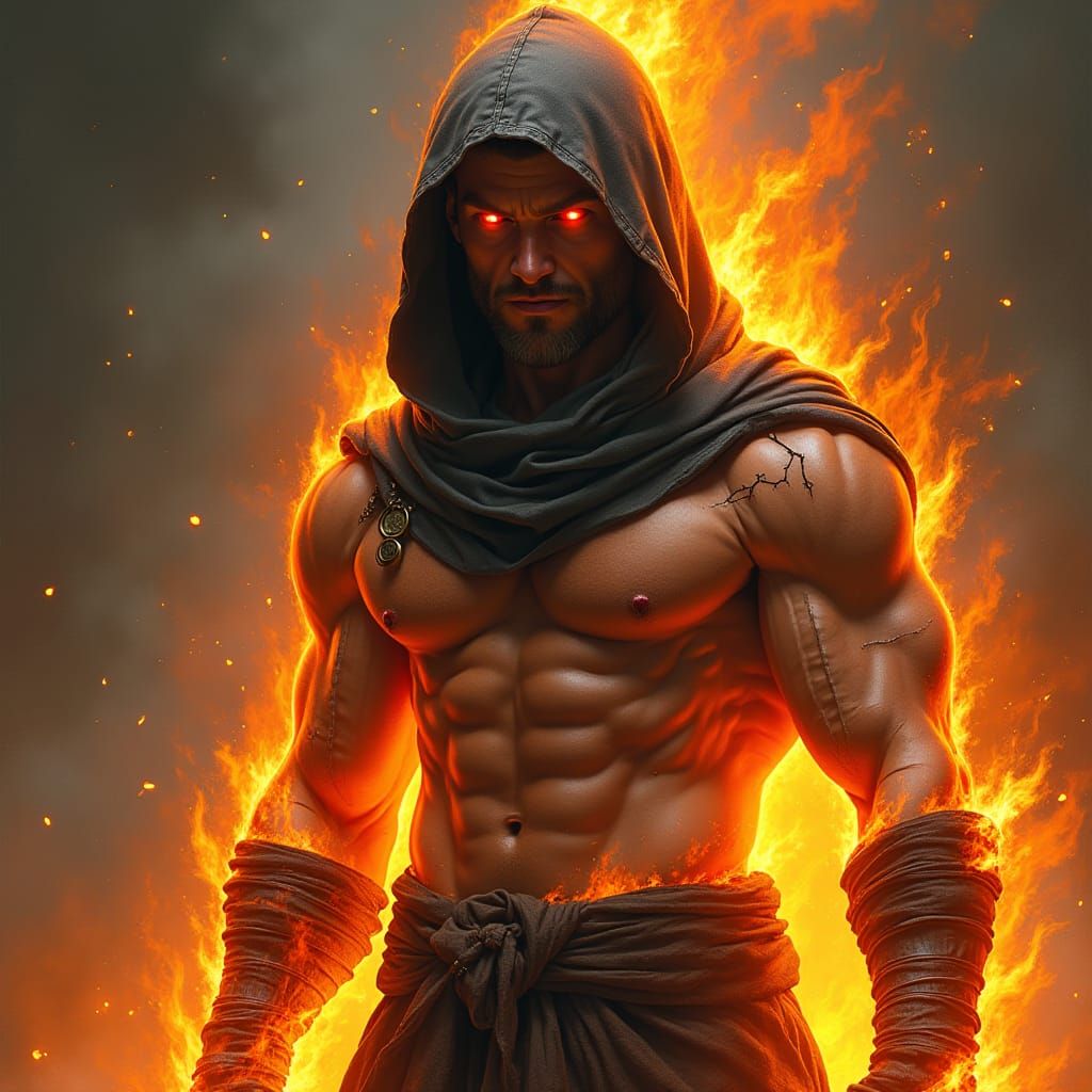 Flaming Dragoon: A Dark Fantasy Portrait