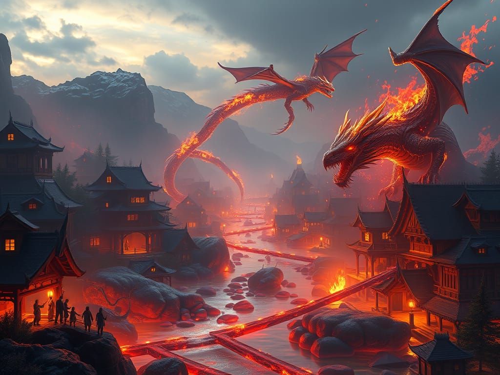 Flaming River Transforms People into Dragons