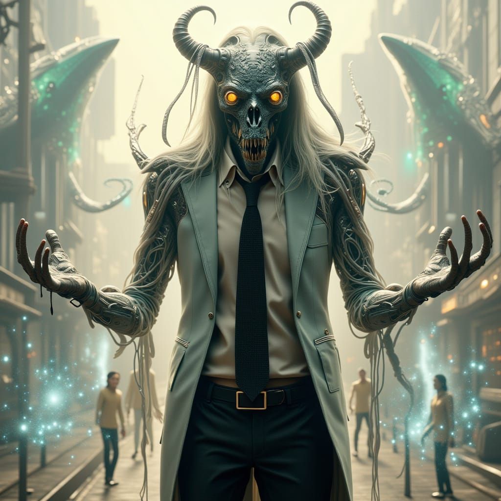 Cybernetic Wisp Creature in Sci-Fi Style