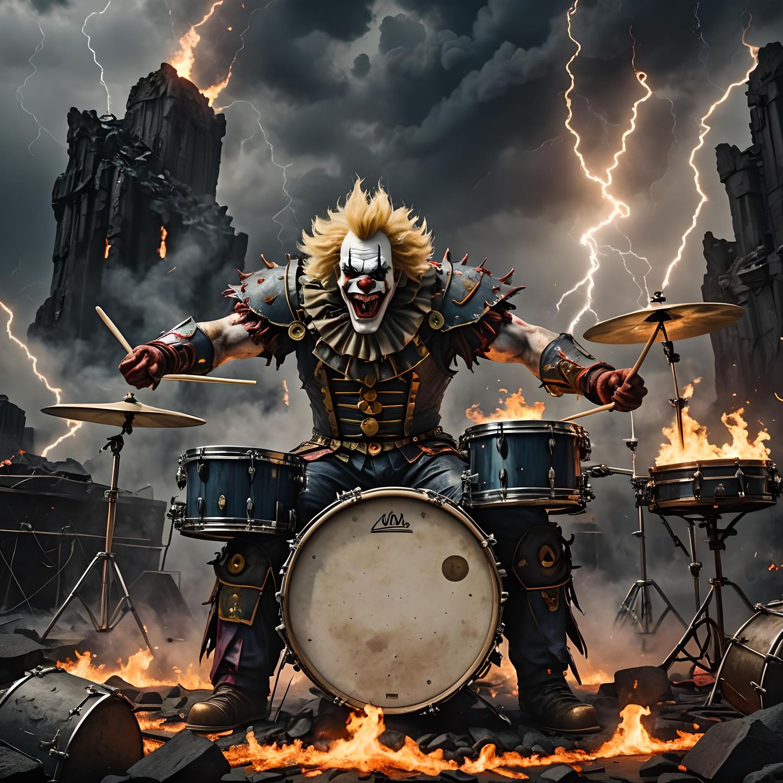 Evil Clown Drummer on Lava Stage