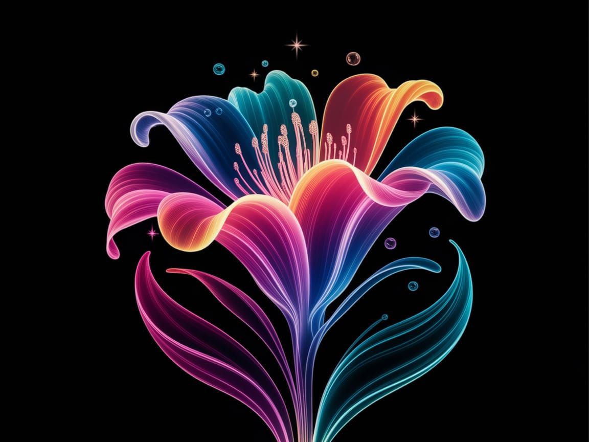 Vibrant Mystical Bloom in Neon Hues