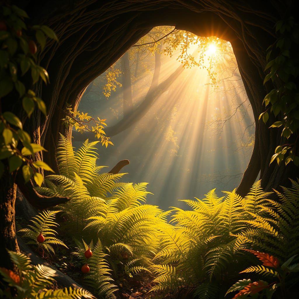 Cozy Autumn Woodland Scene in Whimsical Hyper-Realism