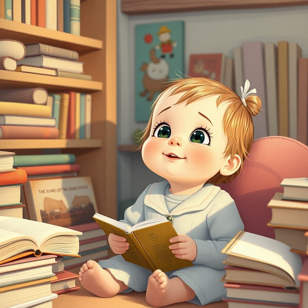 Cute Baby Girl in Cozy Room with Pastel Colors