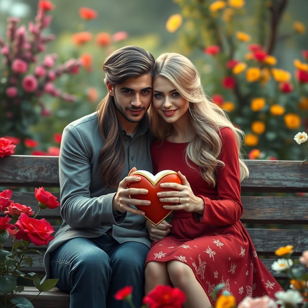 Cute Lovers in Flower Garden Art