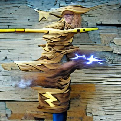 Wizard Conjures Lightning with Staff in Marvel Style