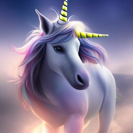 Colorful Horned Unicorn in Digital Matte Painting