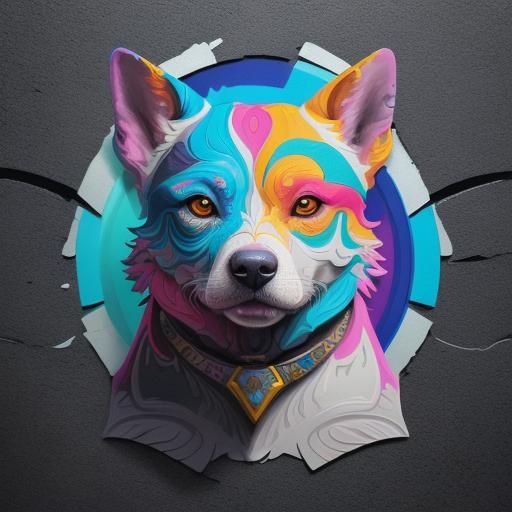 Slate Stone Dog: Detailed Abstract Vector Art