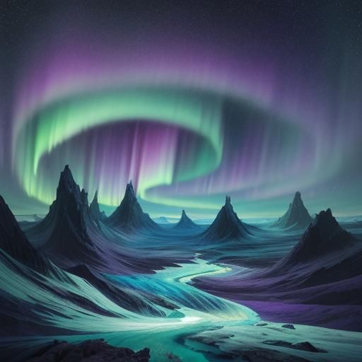 Sonic the Hedgehog Under Aurora Borealis