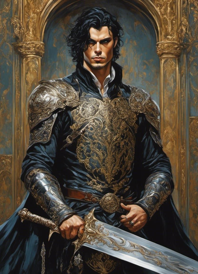 Medieval Knight in Shining Armor Portrait