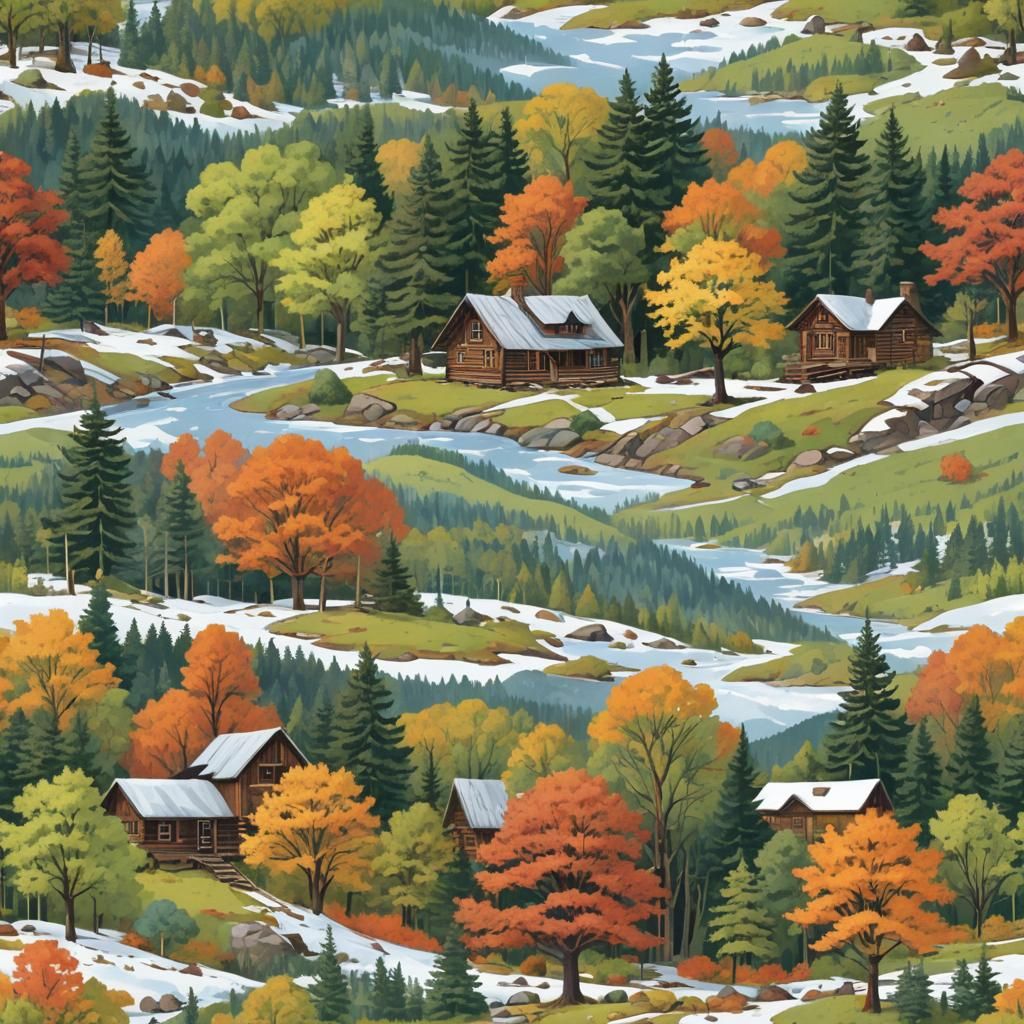 Four Seasons Panoramic Landscape