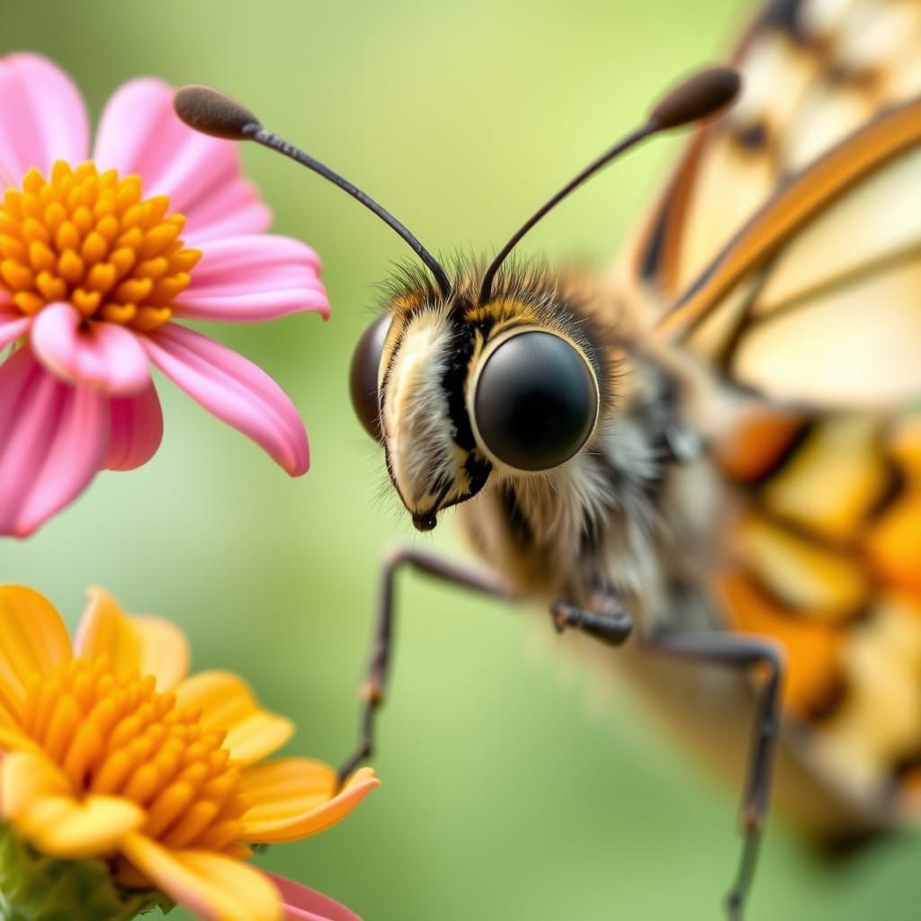 Confused Butterfly Deciding Between Flowers
