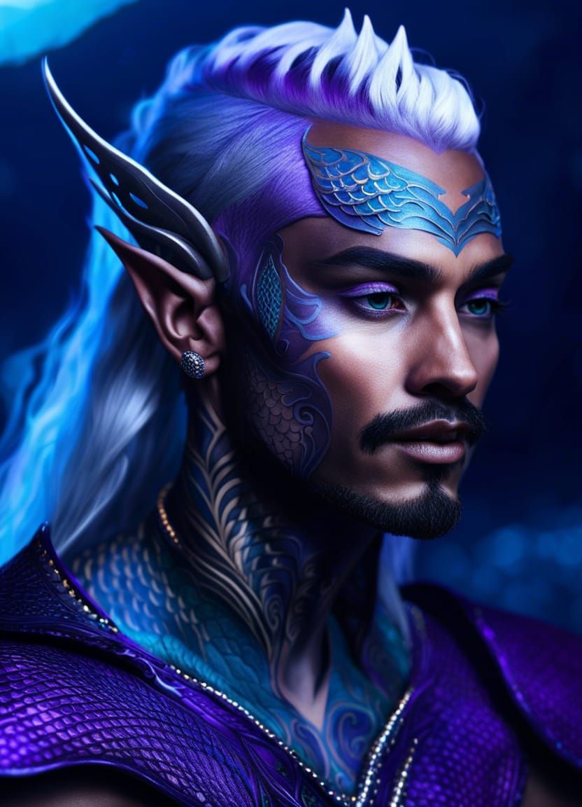 Epic Sea Elf Portrait in Dark Fantasy Style