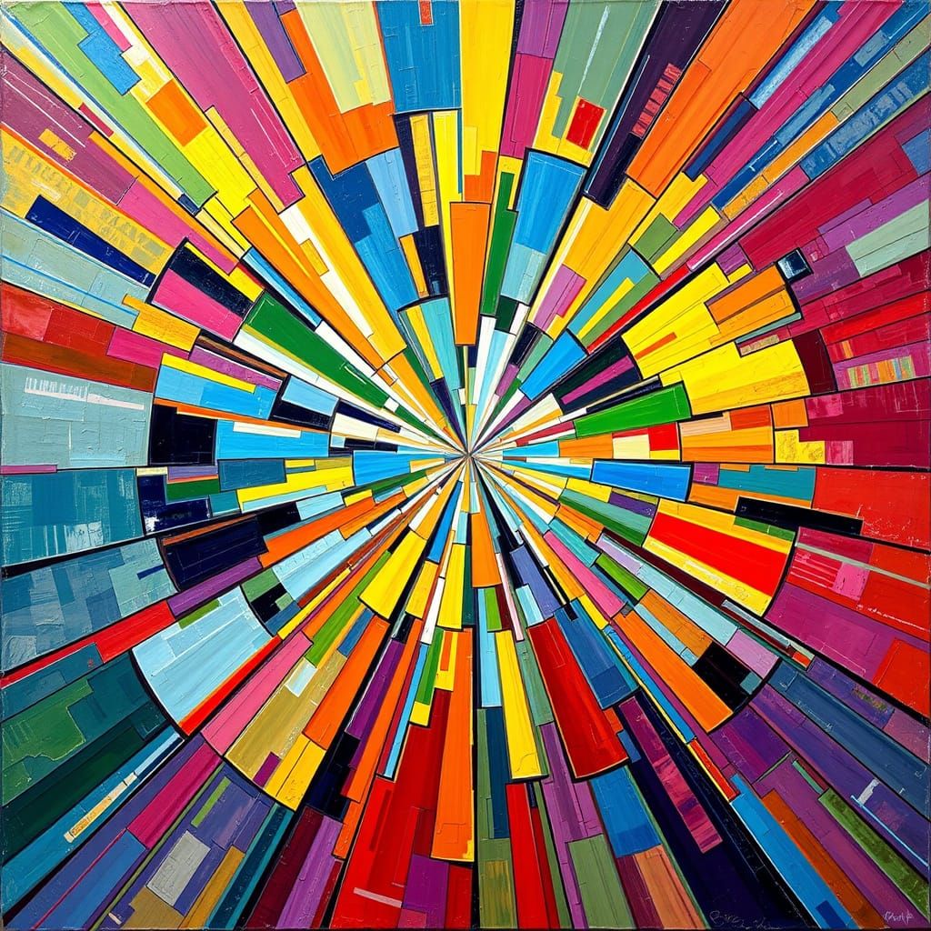 Rainbow Shattered Light in Textured Post-Impressionist Abstr...