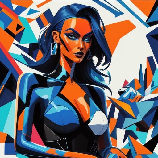 Cubist Alien in Space with Vibrant Hues