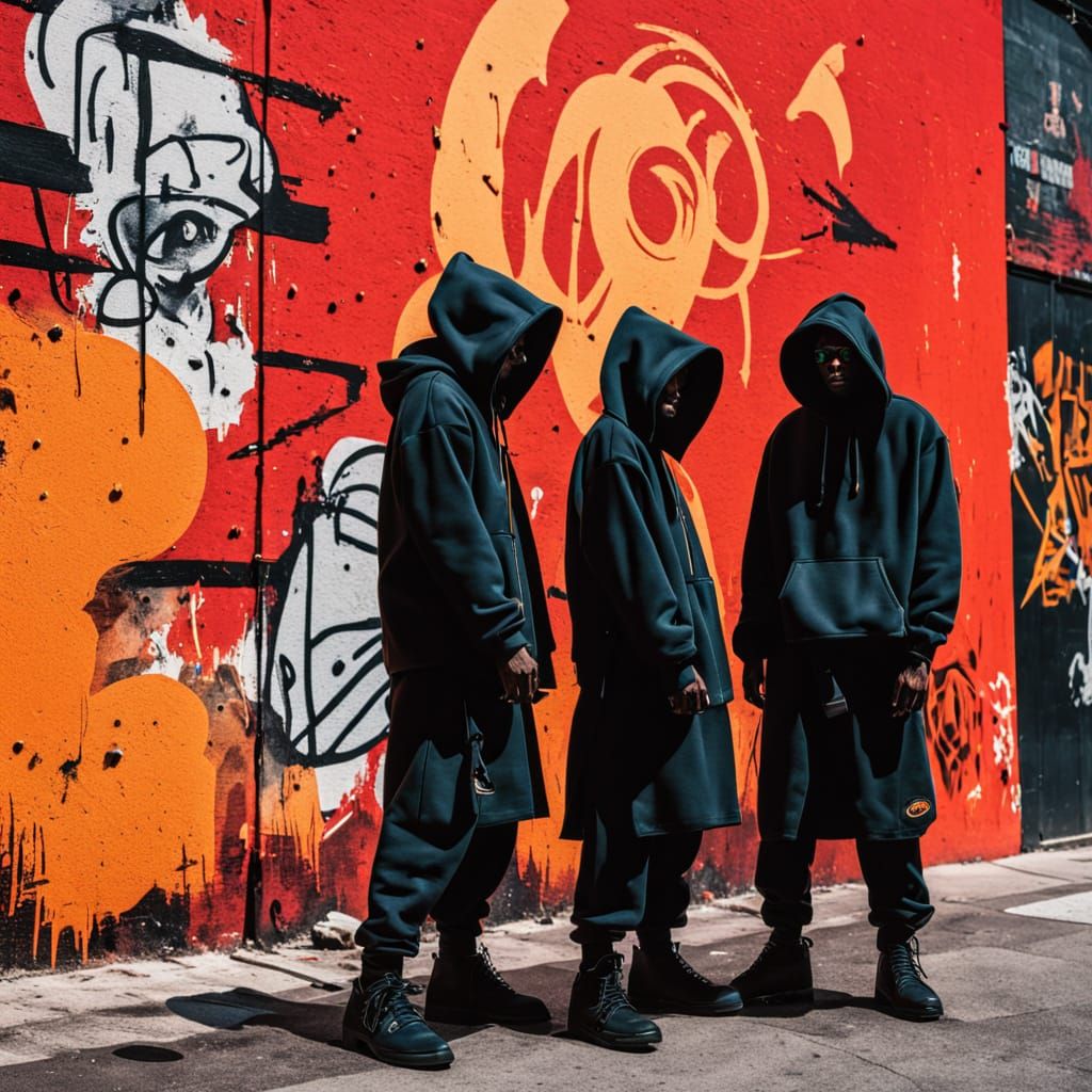 Graffiti Art of Hooded Figures with Halos